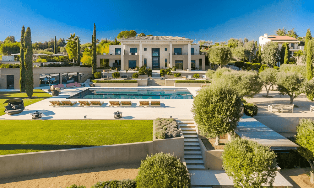 Elegant villa exterior in Vallauris with lush Mediterranean garden